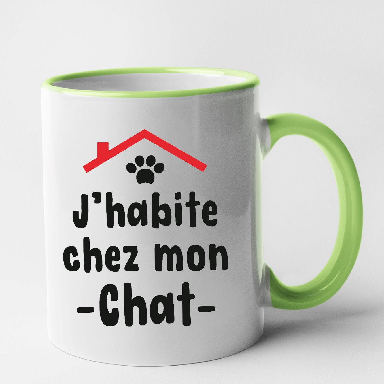 Mug J'habite chez mon chat Vert