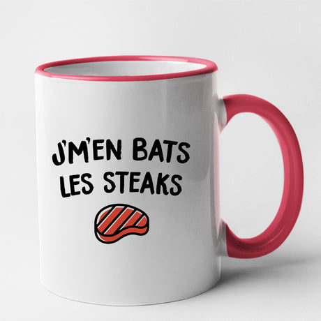 Mug J'm'en bats les steaks Rouge