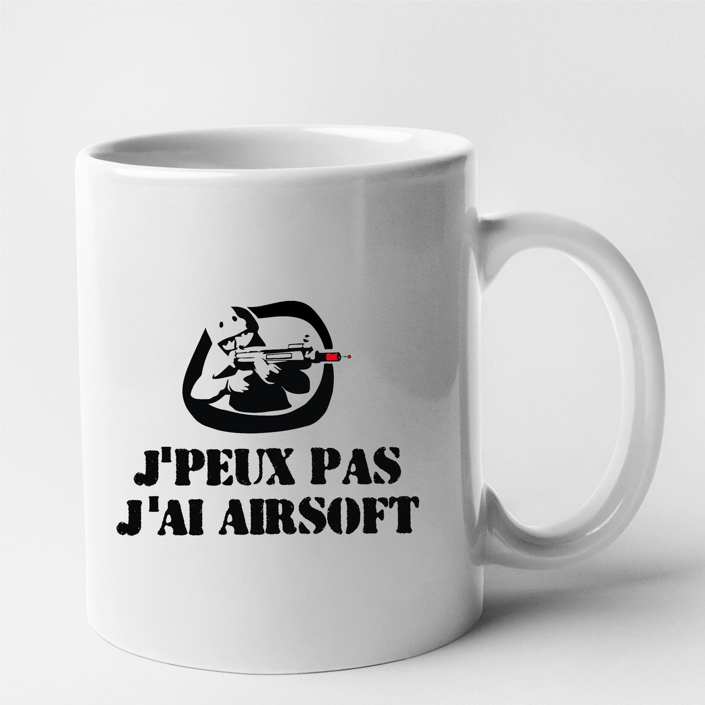 Mug J'peux pas j'ai airsoft Blanc