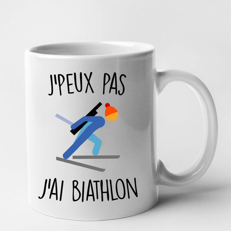 Mug J'peux pas j'ai biathlon Blanc