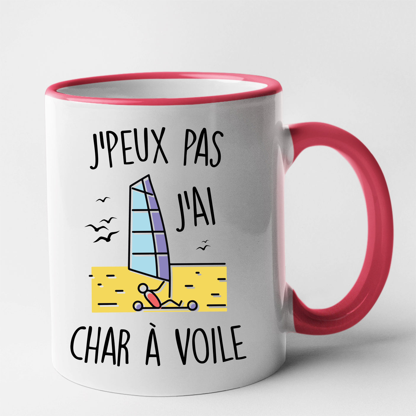 Mug J'peux pas j'ai char à voile Rouge