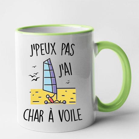 Mug J'peux pas j'ai char à voile Vert