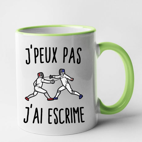 Mug J'peux pas j'ai escrime Vert