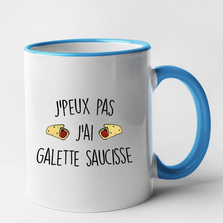 Mug J'peux pas j'ai galette saucisse Bleu