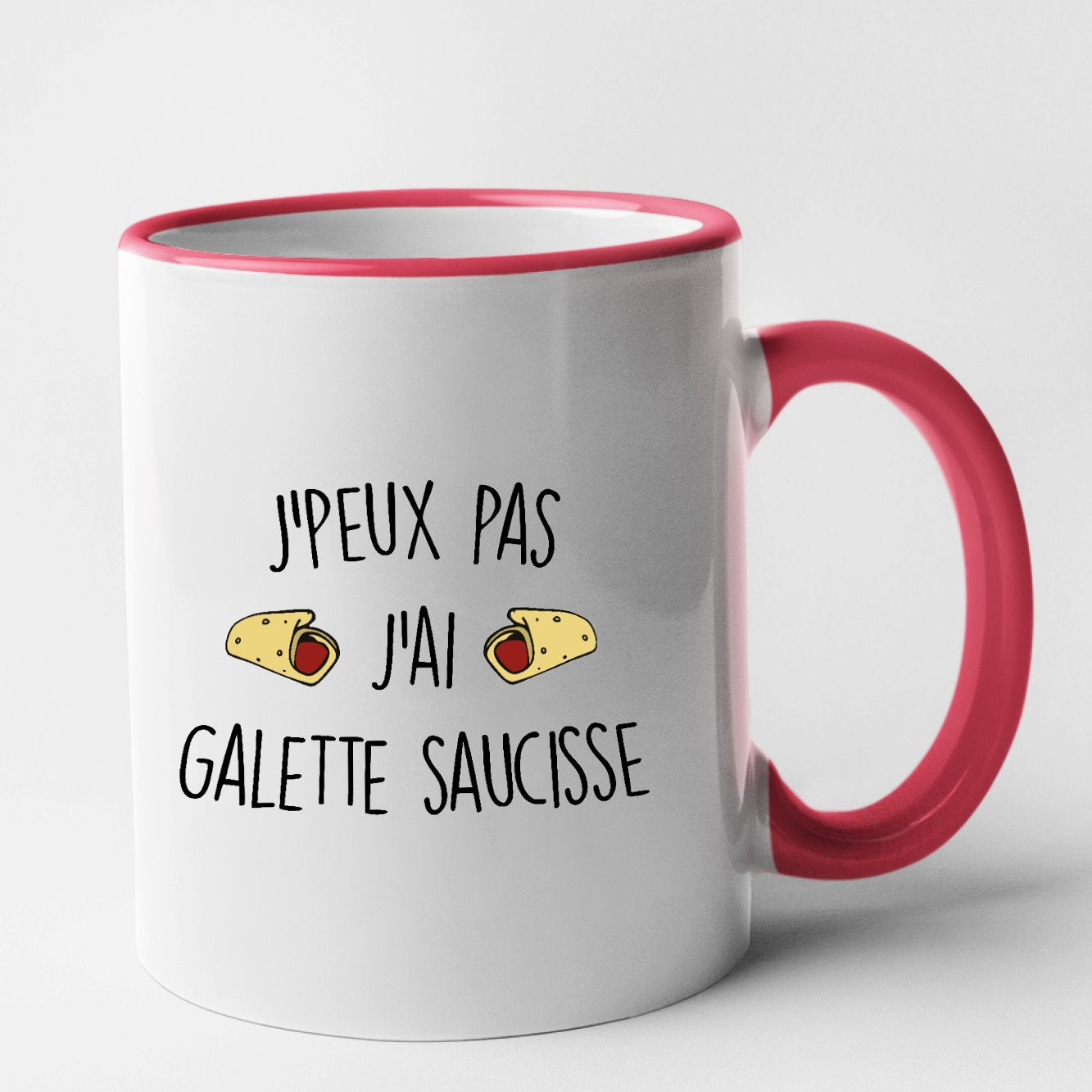 Mug J'peux pas j'ai galette saucisse Rouge