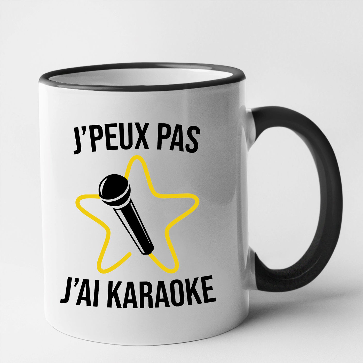 Mug J'peux pas j'ai karaoke Noir