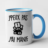 Mug J'peux pas j'ai manif Bleu