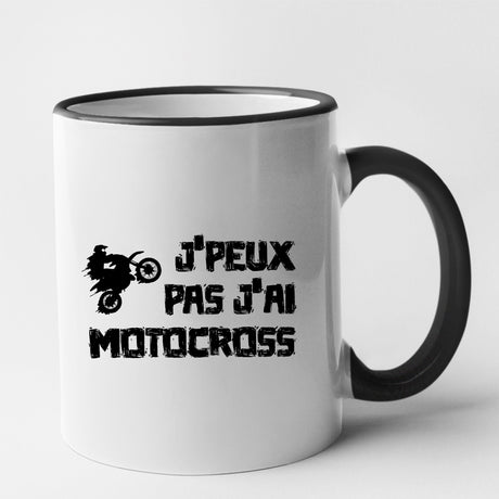 Mug J'peux pas j'ai motocross Noir