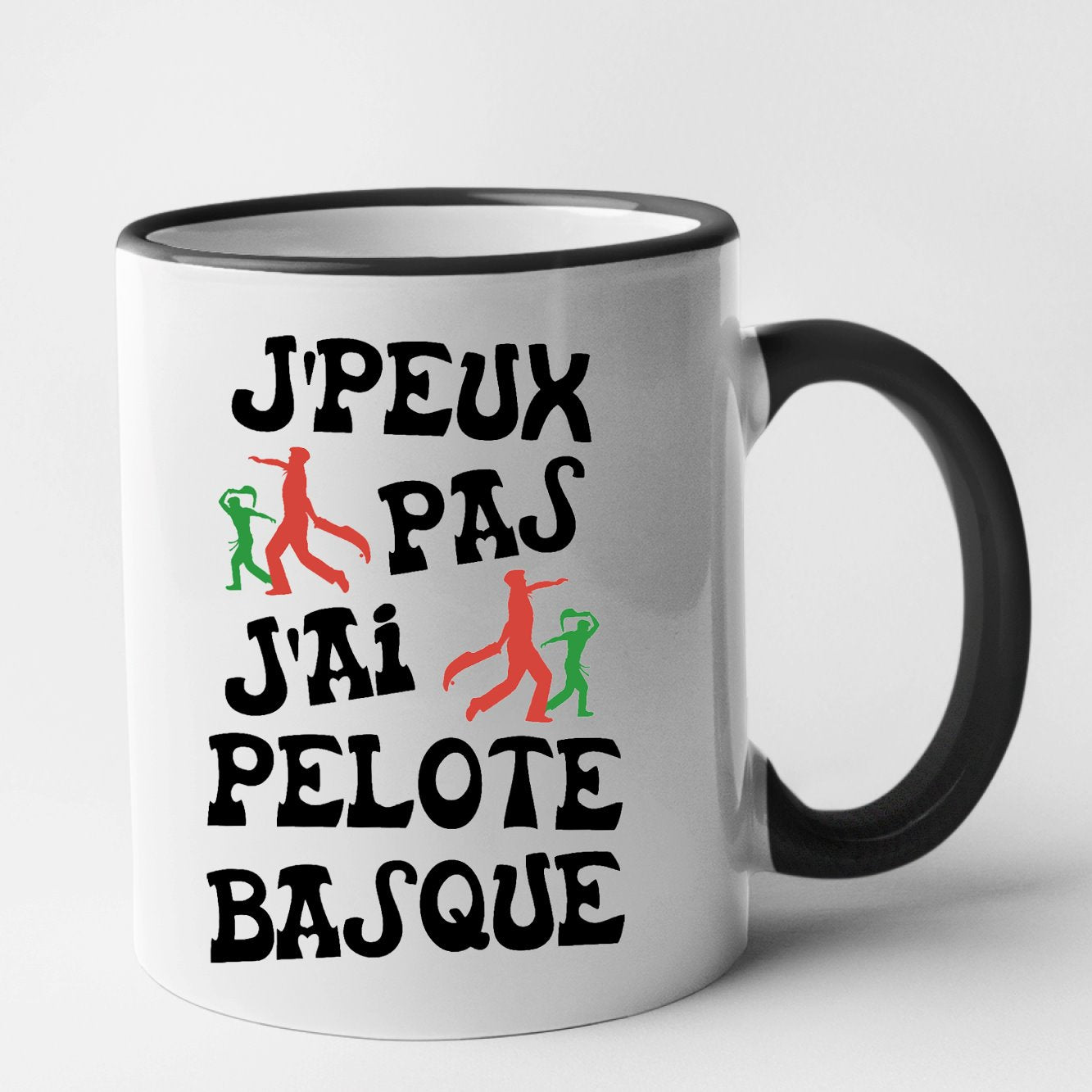 Mug J'peux pas j'ai pelote basque Noir