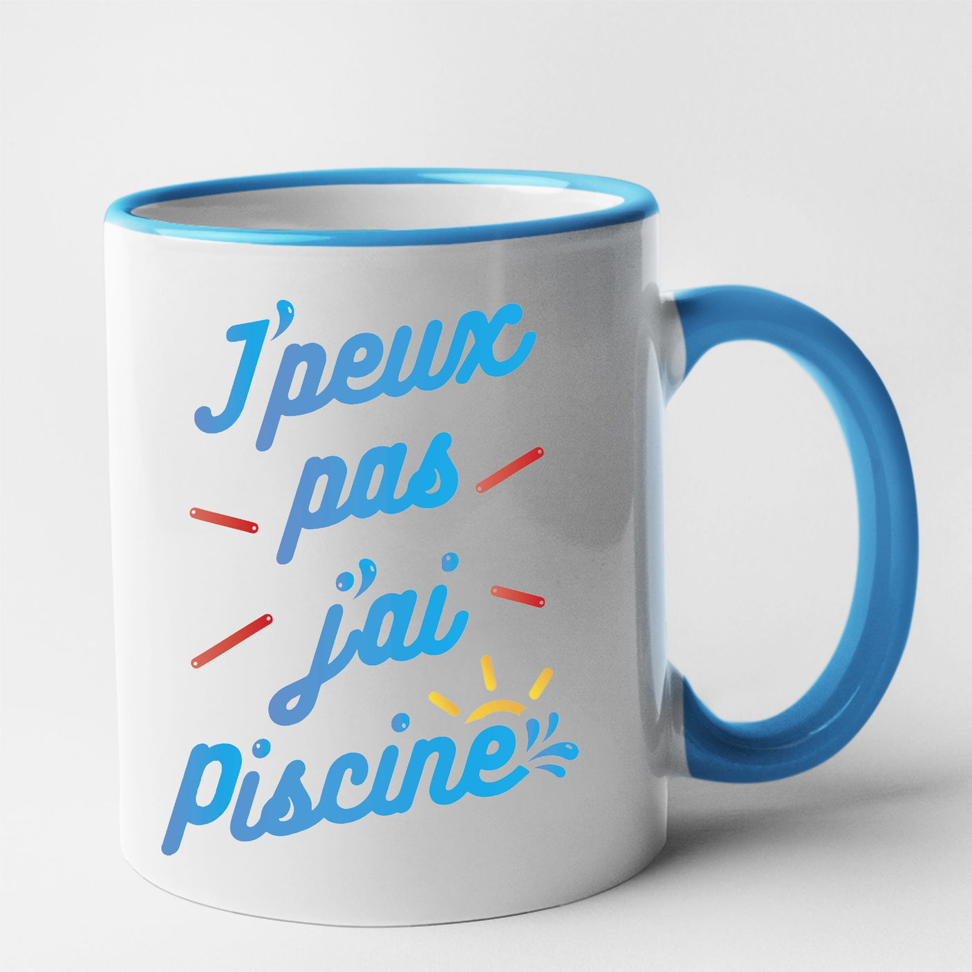 Mug J'peux pas j'ai piscine Bleu