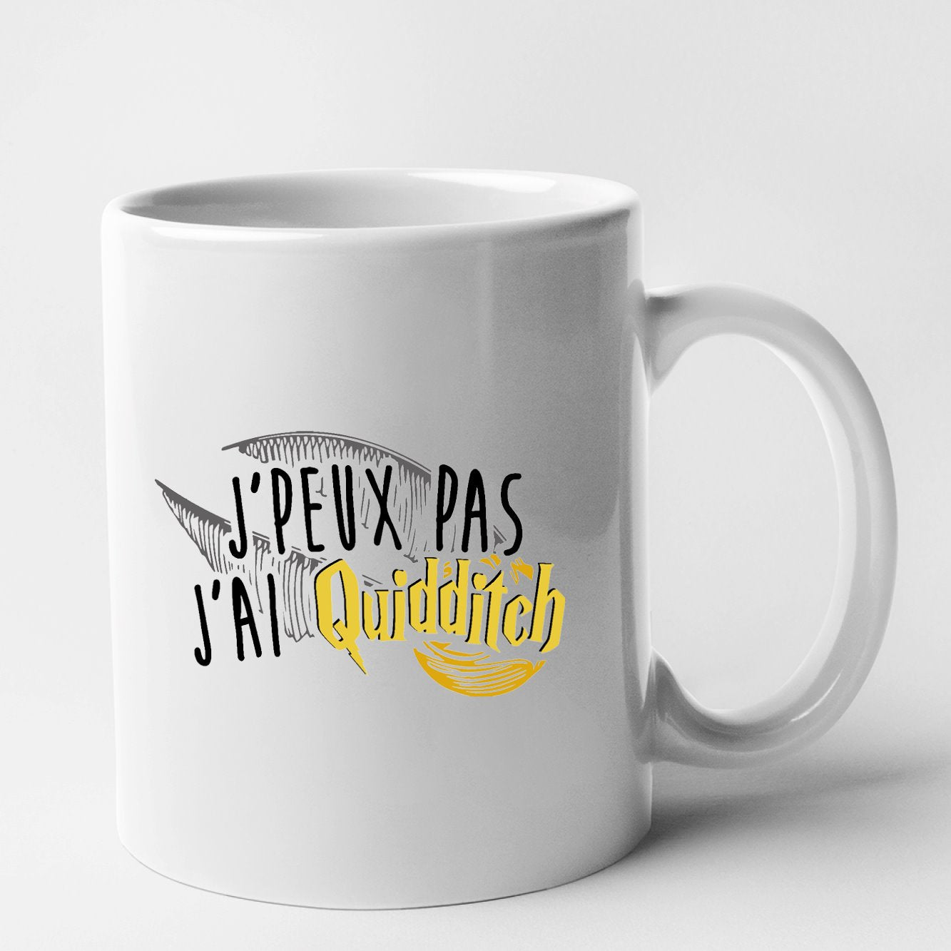 Mug J'peux pas j'ai Quidditch Blanc