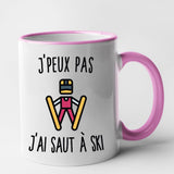 Mug J'peux pas j'ai saut à ski Rose