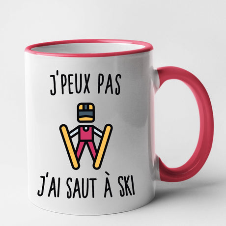 Mug J'peux pas j'ai saut à ski Rouge