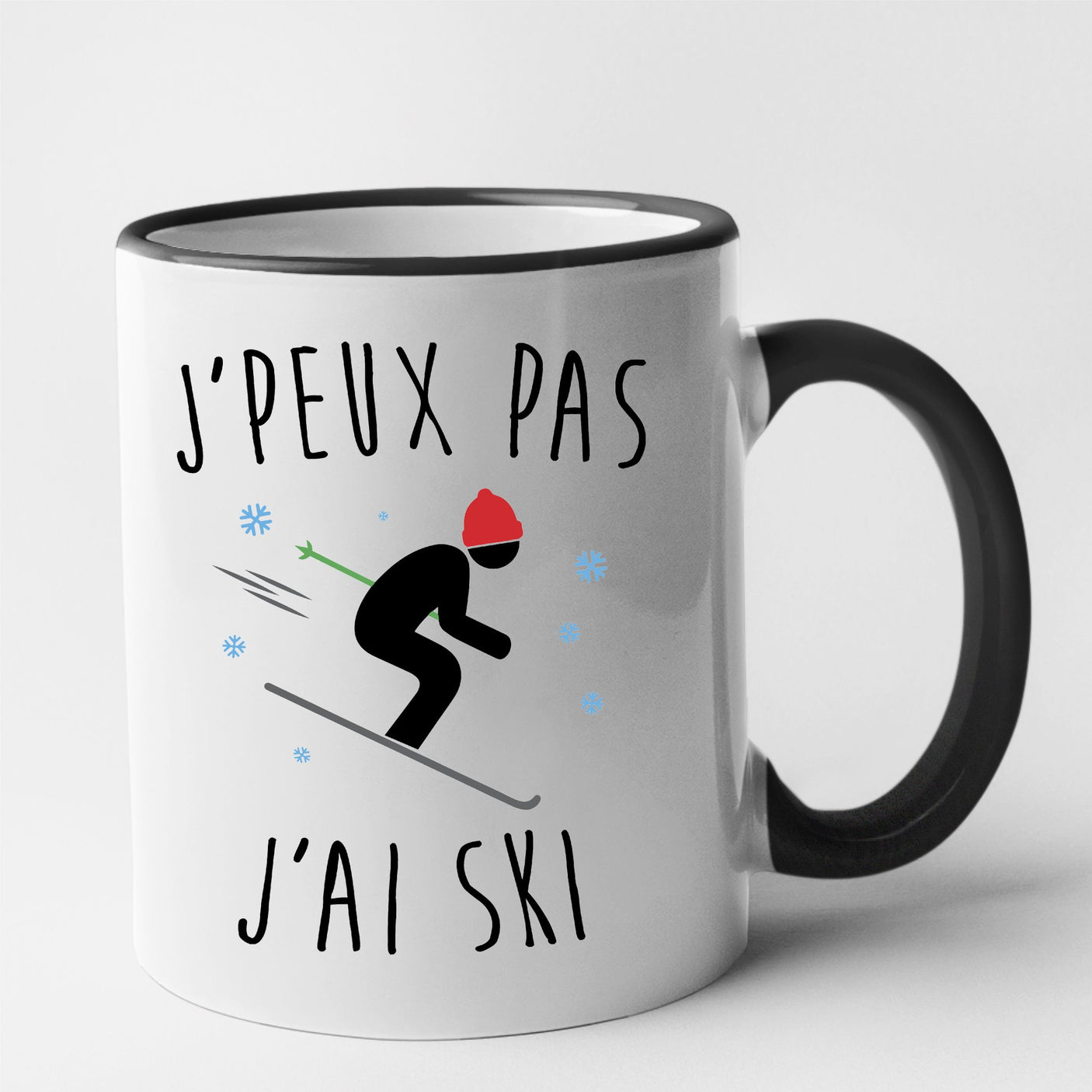 Mug J'peux pas j'ai ski Noir