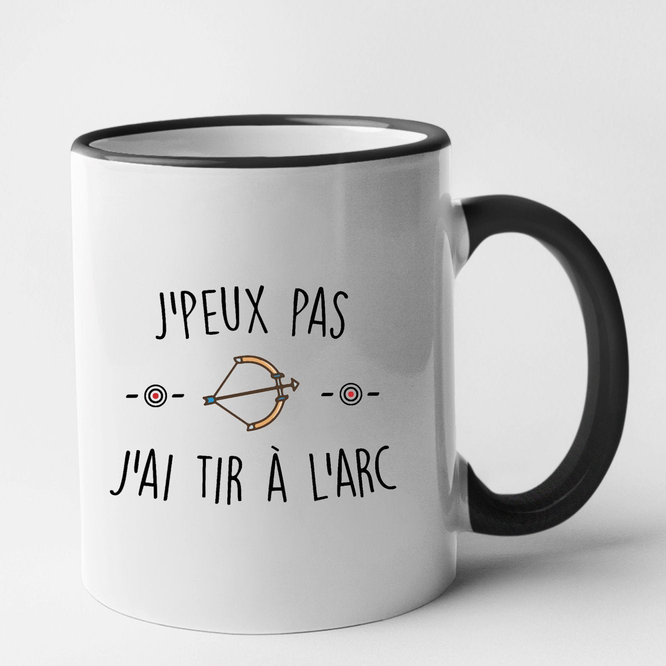 Mug J'peux pas j'ai tir à l'arc Noir