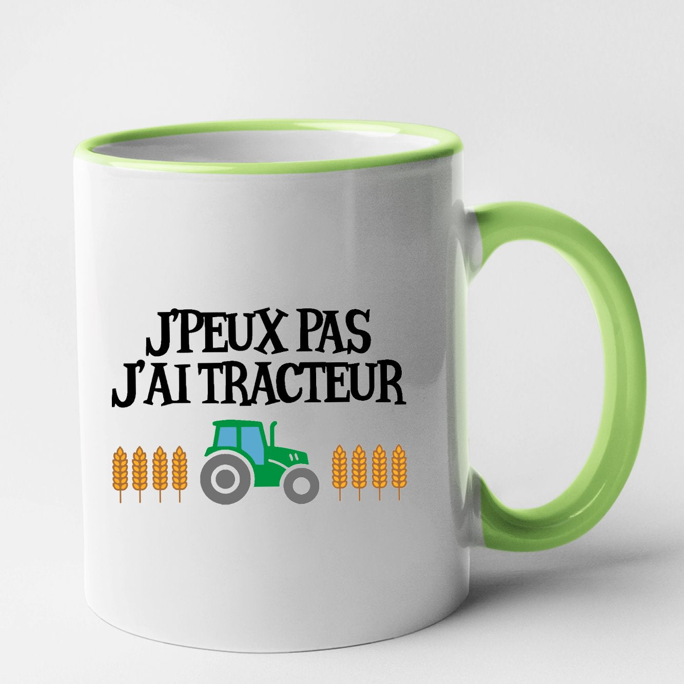 Mug J'peux pas j'ai tracteur Vert