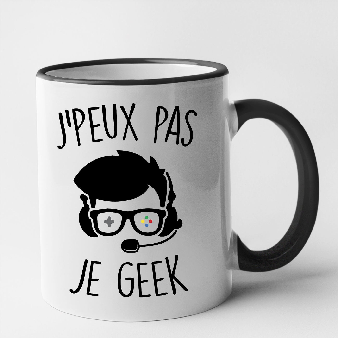 Mug J'peux pas je geek Noir