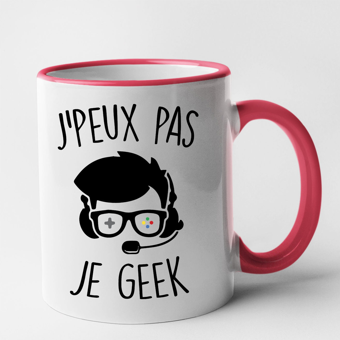 Mug J'peux pas je geek Rouge