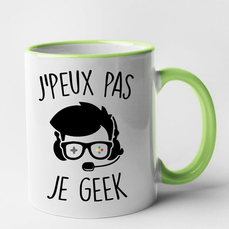 Mug J'peux pas je geek Vert