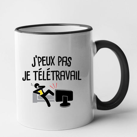 Mug J'peux pas je télétravail Noir