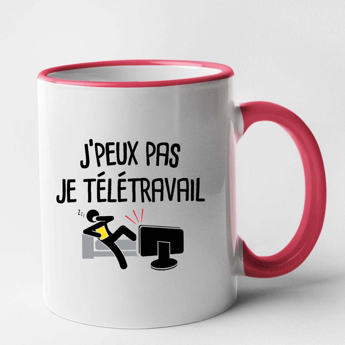 Mug J'peux pas je télétravail Rouge