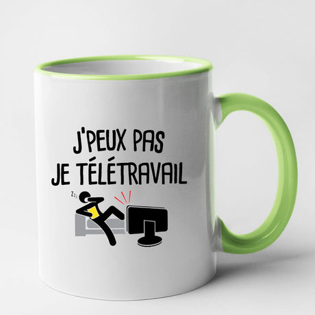 Mug J'peux pas je télétravail Vert