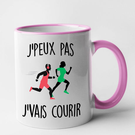 Mug J'peux pas j'vais courir Rose