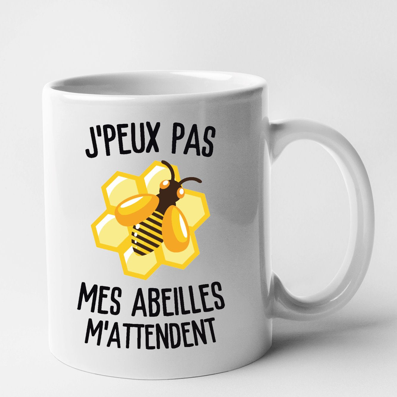 Mug J'peux pas mes abeilles m'attendent Blanc