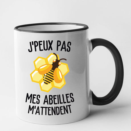 Mug J'peux pas mes abeilles m'attendent Noir