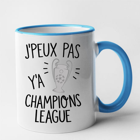 Mug J'peux pas y'a champions league Bleu