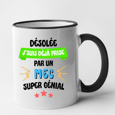 Mug J'suis déjà prise pas un mec super génial Noir