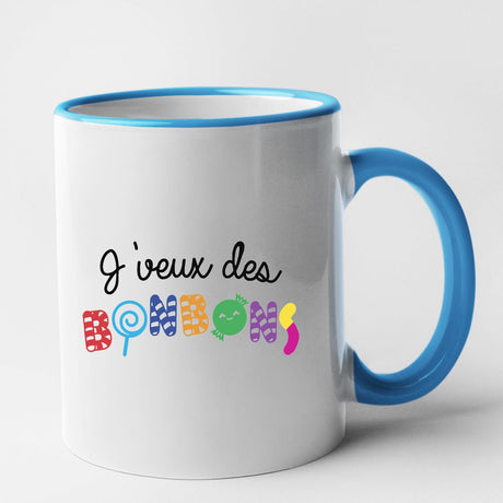 Mug J'veux des bonbons Bleu