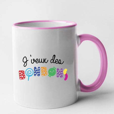 Mug J'veux des bonbons Rose