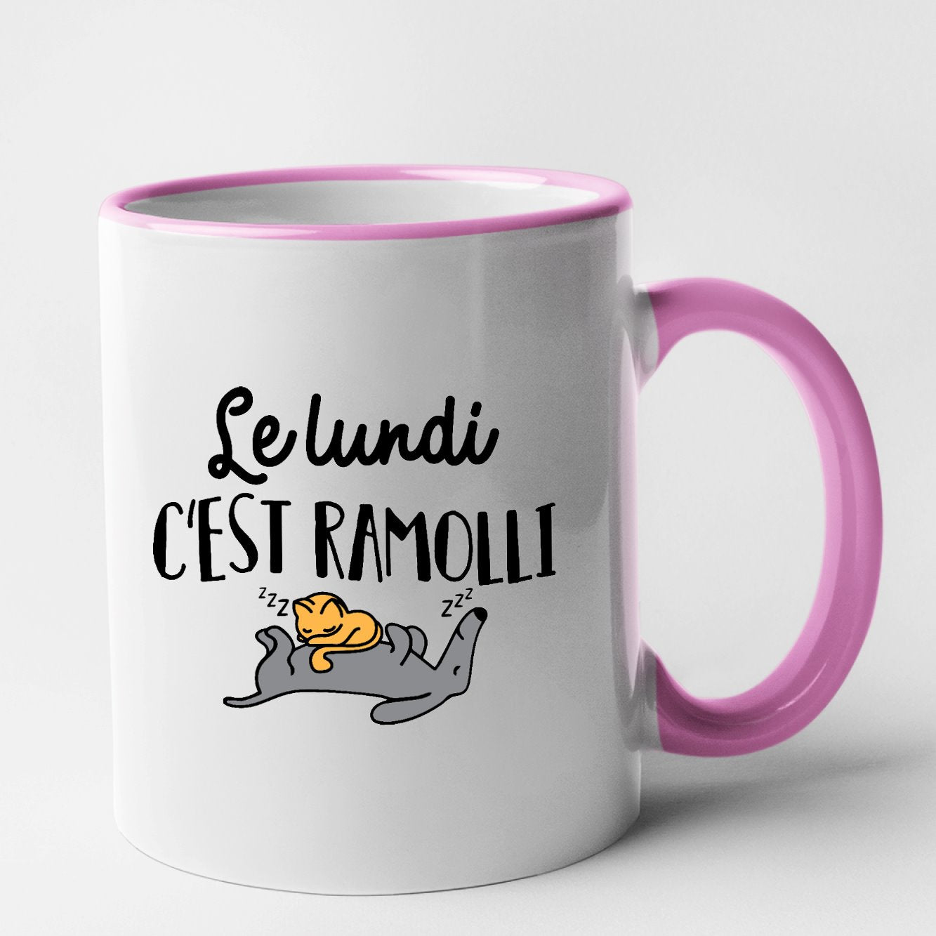 Mug Le lundi c'est ramolli Rose