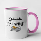 Mug Le lundi c'est ramolli Rose