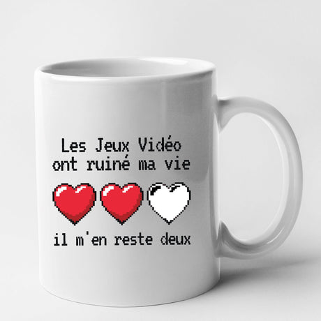 Mug Les jeux vidéo ont ruiné ma vie il m'en reste deux Blanc