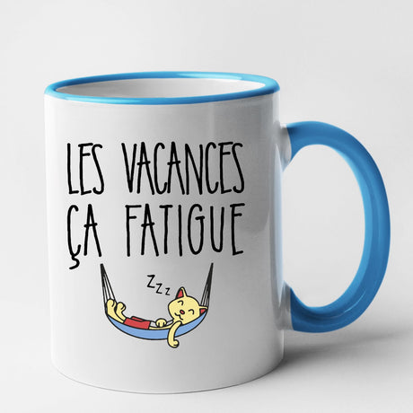 Mug Les vacances ça fatigue Bleu