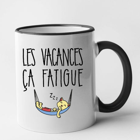 Mug Les vacances ça fatigue Noir