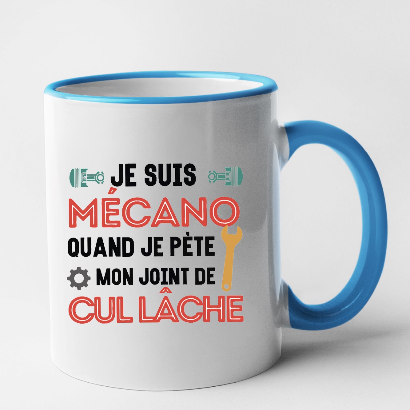 Mug Mécano mon joint de cul lâche Bleu