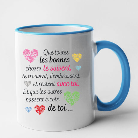 Mug Message motivant Les bonnes choses Bleu