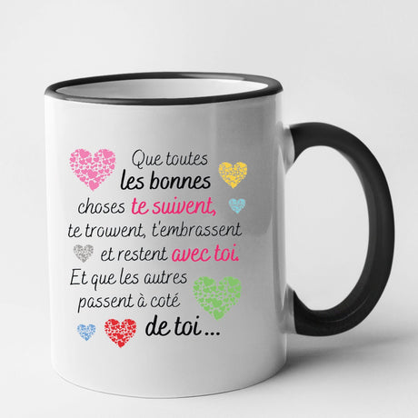 Mug Message motivant Les bonnes choses Noir