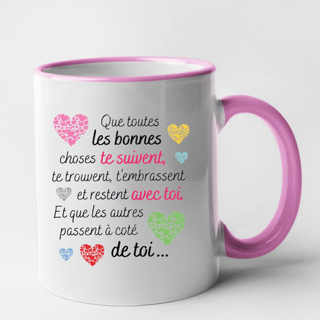 Mug Message motivant Les bonnes choses Rose