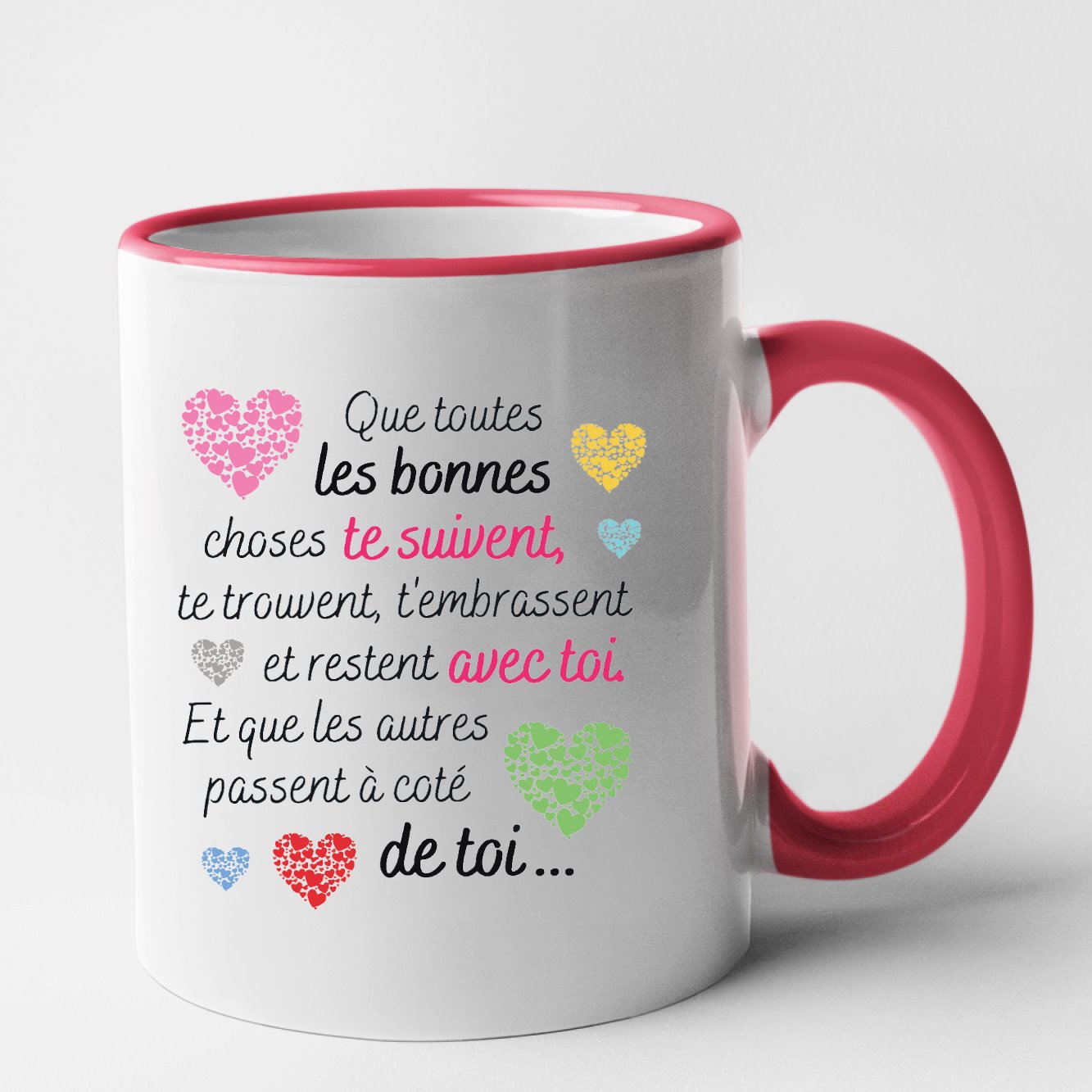 Mug Message motivant Les bonnes choses Rouge