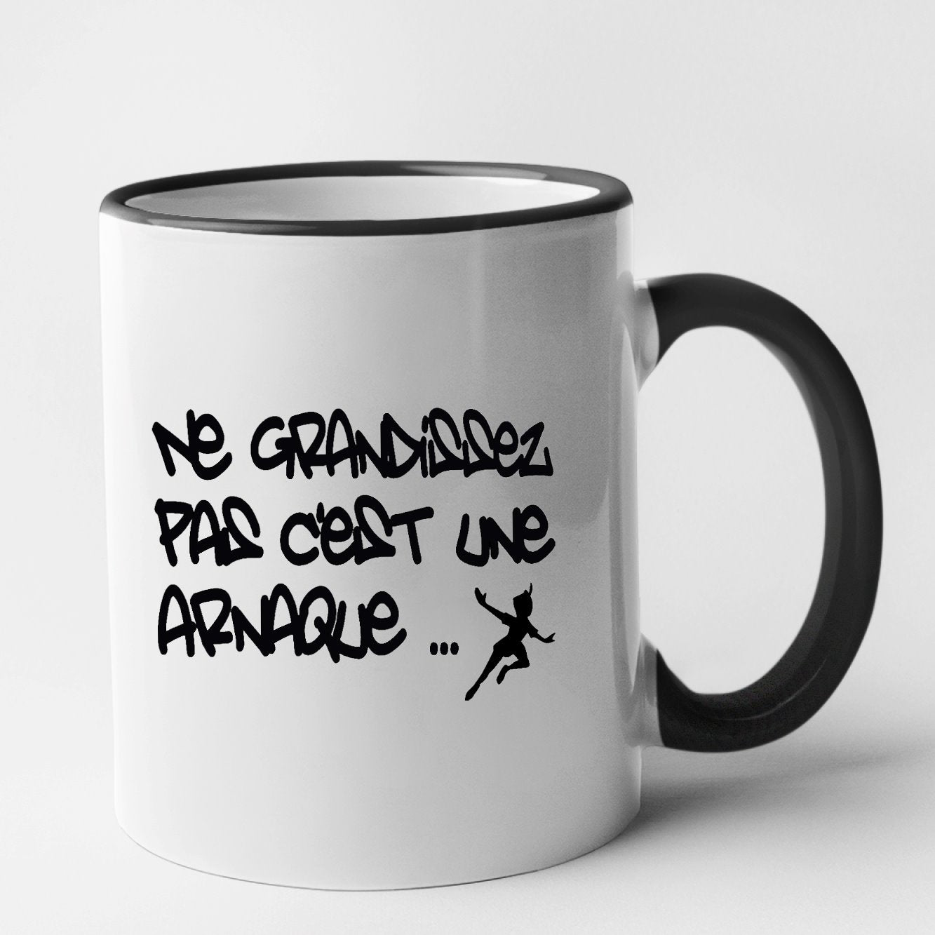 Mug Ne grandissez pas c'est une arnaque Noir