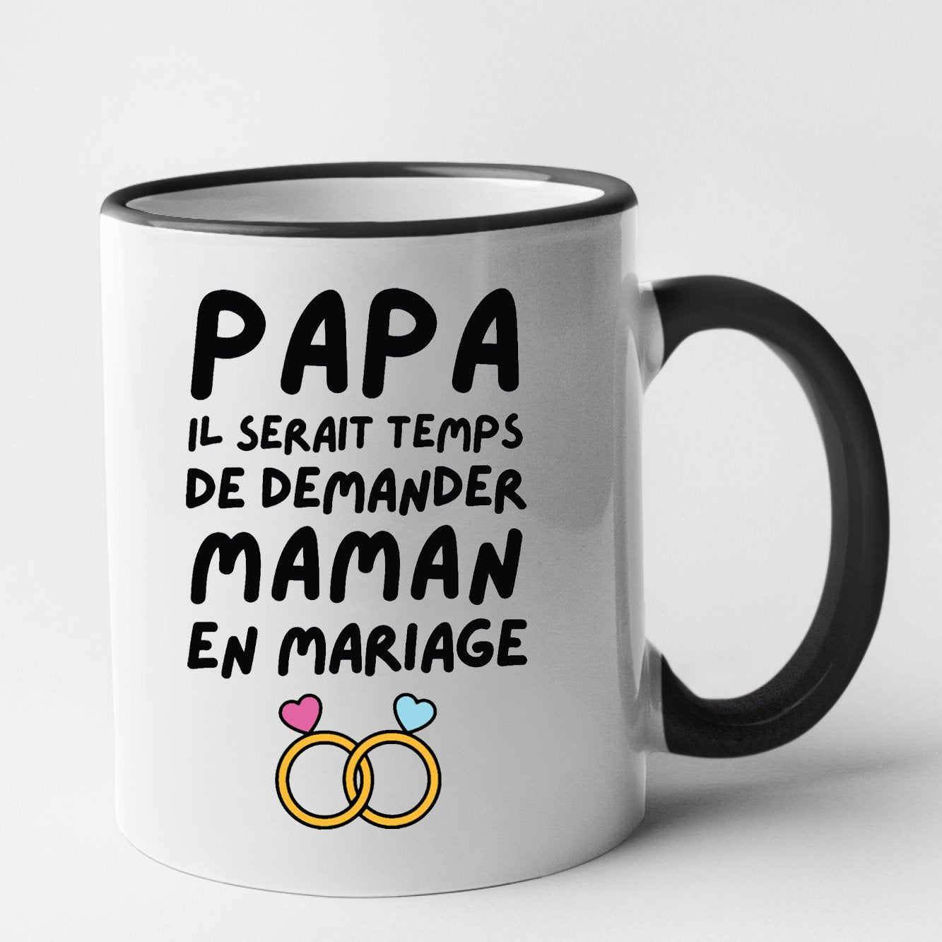 Mug Papa demande en mariage maman Noir