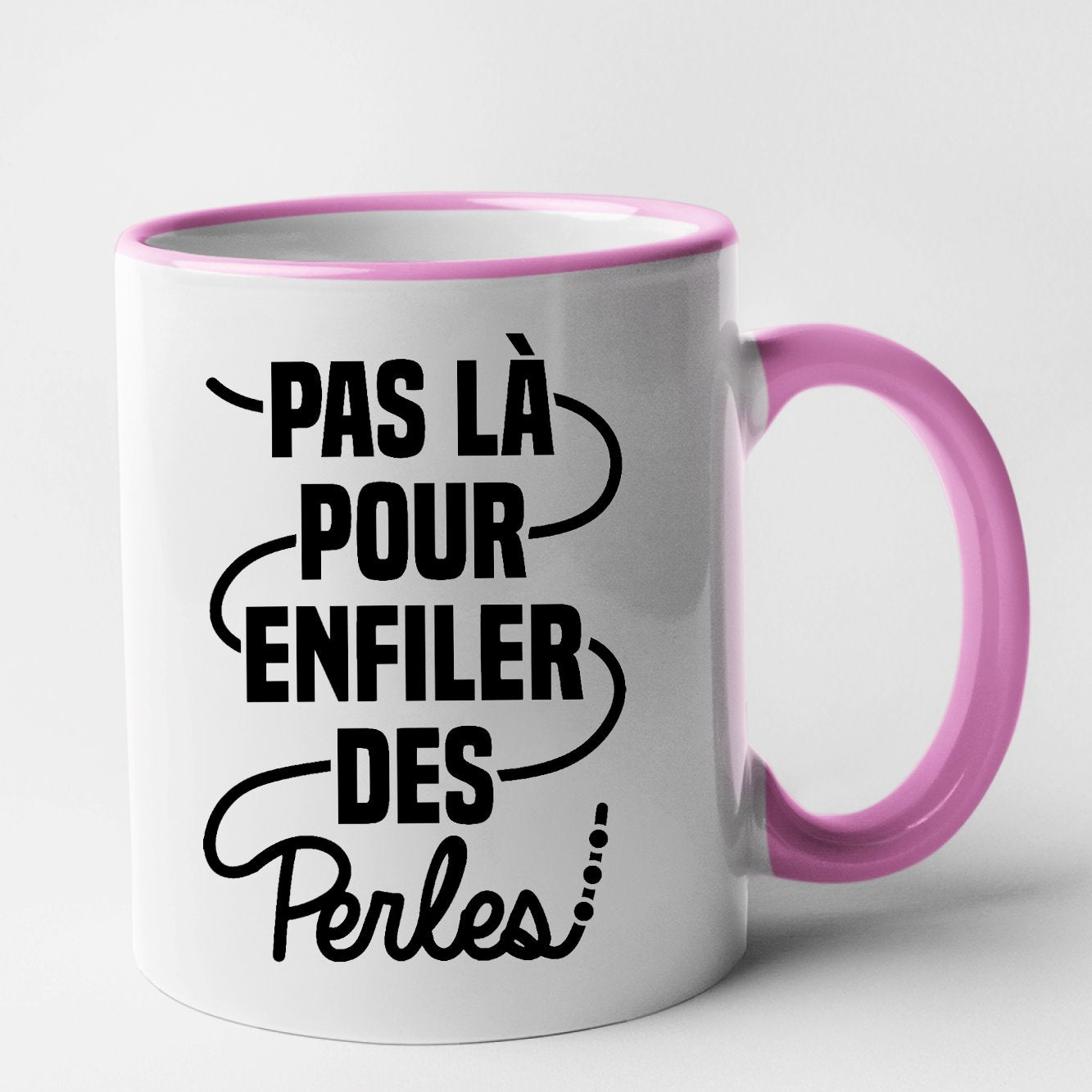 Mug Pas là pour enfiler des perles Rose