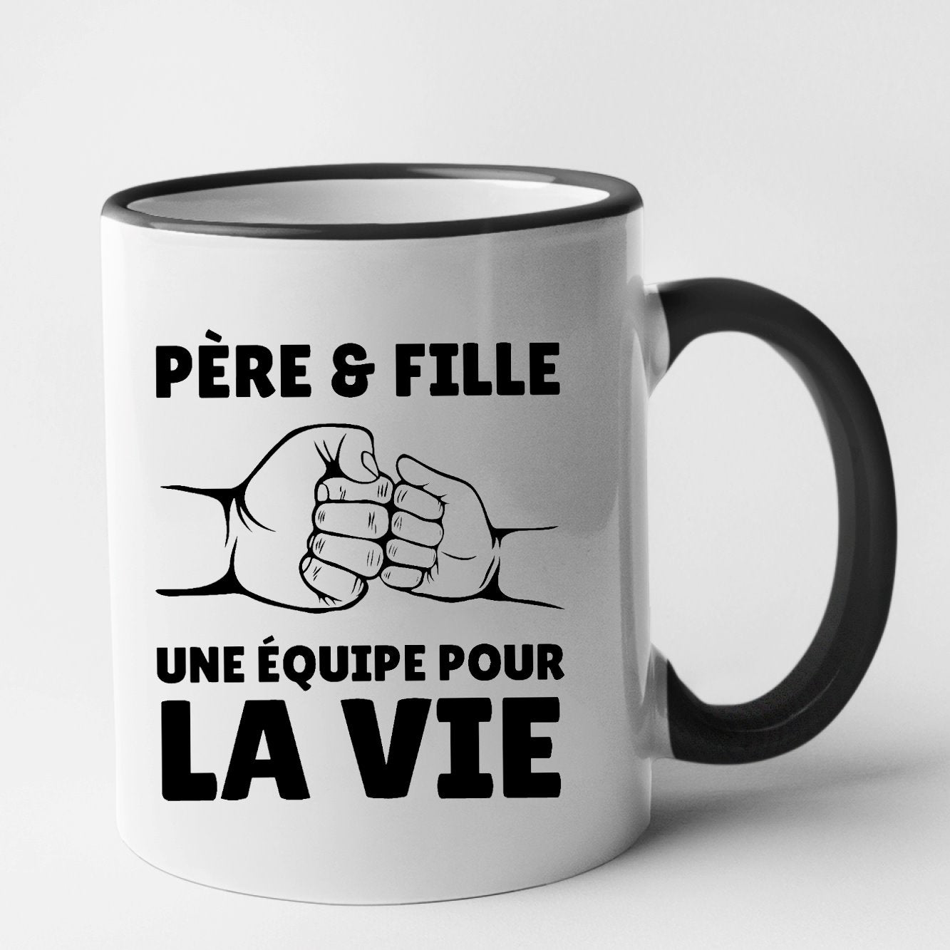 Mug Père et fille une équipe pour la vie Noir