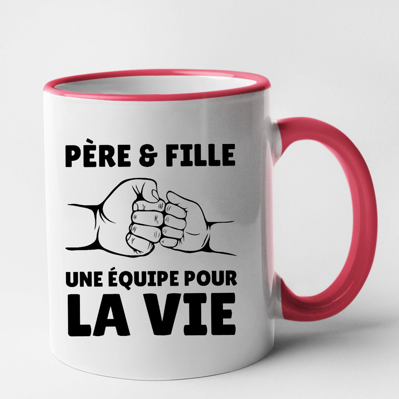 Mug Père et fille une équipe pour la vie Rouge