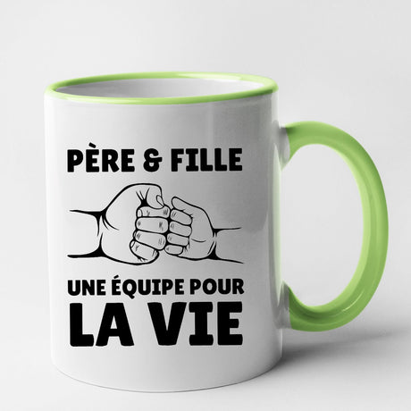 Mug Père et fille une équipe pour la vie Vert