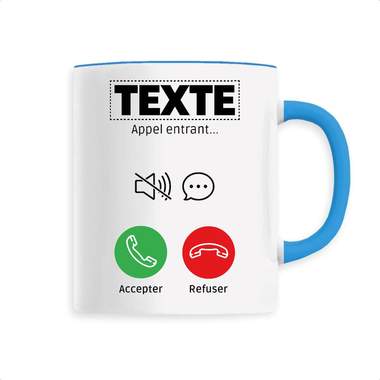 Mug Personnalisé Appel de "votre texte" Bleu